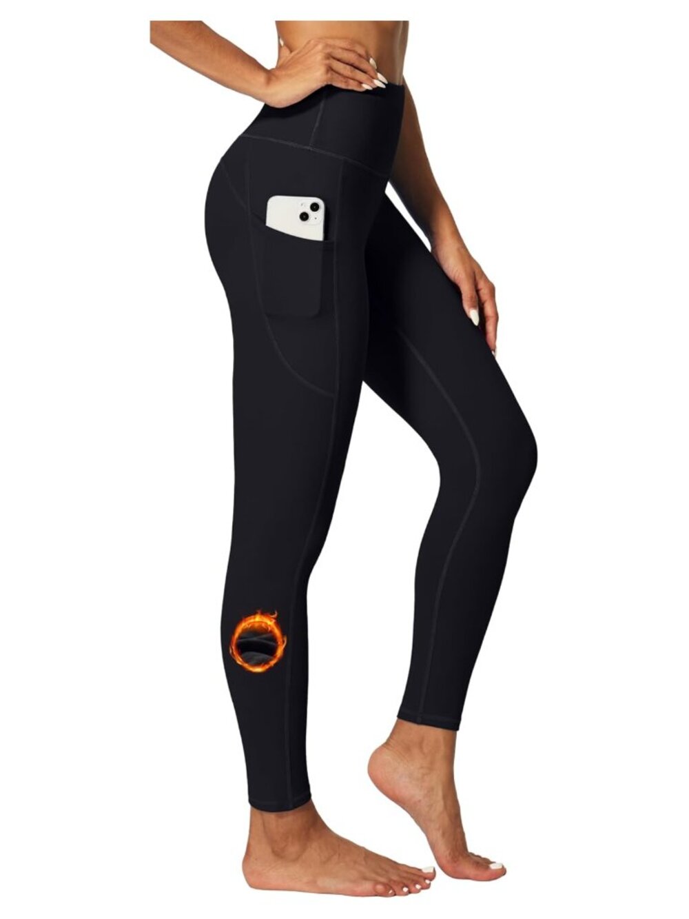 Fleece Lined Thermal Winter Leggings with Pockets High Rise Skinny Fit